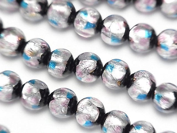 [Video] Lampwork Beads Round 8mm [Pink x Light Blue] 1/4 or 1strand beads (aprx.15inch/36cm)