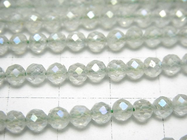 [Video]High Quality! Topaz AAA Faceted Round 4mm green coating 1strand beads (aprx.13inch/33cm)