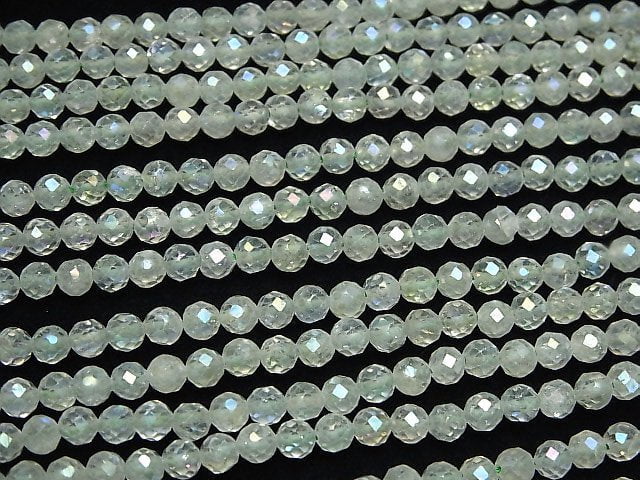 [Video]High Quality! Topaz AAA Faceted Round 4mm green coating 1strand beads (aprx.13inch/33cm)