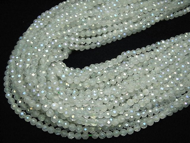 [Video]High Quality! Topaz AAA Faceted Round 4mm green coating 1strand beads (aprx.13inch/33cm)