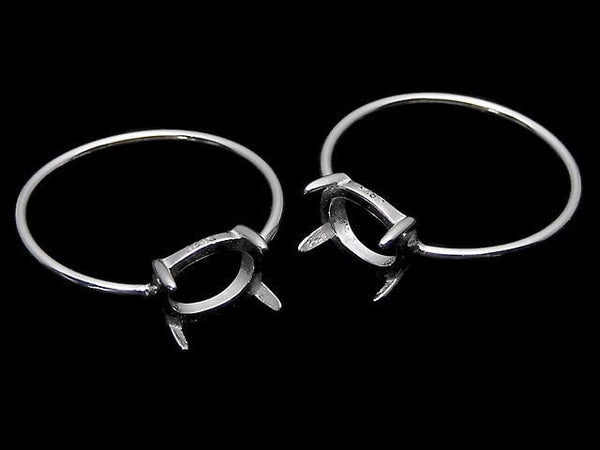 [Video]Silver925 Ring Frame (Prong Setting) Horizontal Oval 8x6mm No. 11 No coating 1pc