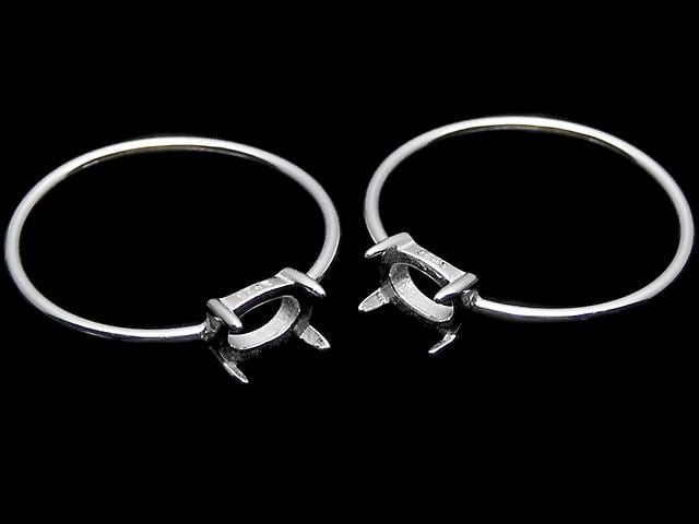 [Video] Silver925 Ring Frame (Prong Setting) Horizontal Oval 6x4mm Size 11 No Coating 1pc