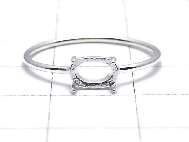 [Video] Silver925 Ring Frame (Prong Setting) Horizontal Oval 6x4mm Size 11 No Coating 1pc
