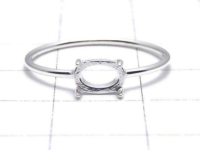 [Video]Silver925 Ring Frame (Prong Setting) Horizontal Oval 6x4mm No.11 No coating 1pc