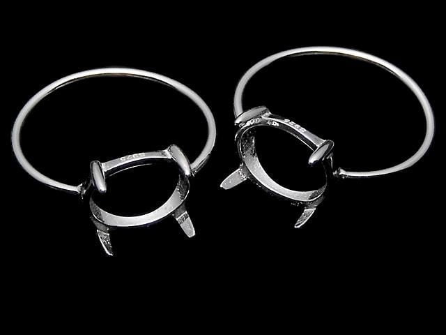 [Video] Silver925 Ring Frame (Prong Setting) Horizontal Oval 10x8mm Size 11 No Coating 1pc