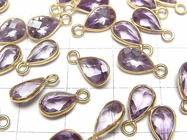 [Video]High Quality Amethyst AAA Bezel Setting Pear shape Faceted 8x6mm 18KGP 3pcs