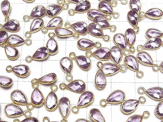 [Video]High Quality Amethyst AAA Bezel Setting Pear shape Faceted 8x6mm 18KGP 3pcs