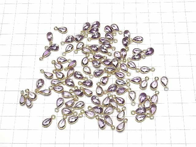 [Video]High Quality Amethyst AAA Bezel Setting Pear shape Faceted 8x6mm 18KGP 3pcs