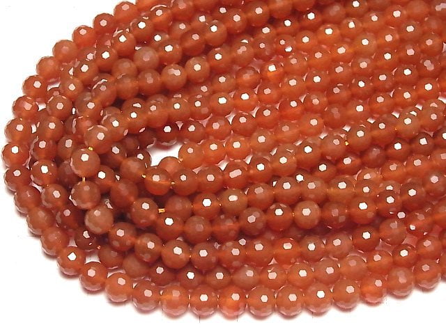 High Quality!  Carnelian AAA 128Faceted Round 8mm 1strand beads (aprx.15inch/37cm)