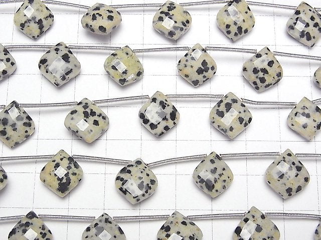 [Video]High Quality Dalmatian Jasper Transformed Faceted Pear Shape 1strand (8pcs )