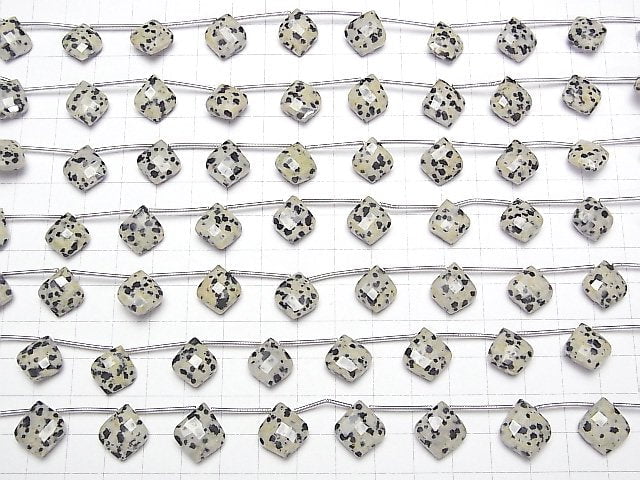 [Video]High Quality Dalmatian Jasper Transformed Faceted Pear Shape 1strand (8pcs )