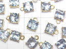 [Video]High Quality Sky Blue Topaz AAA Bezel Setting Square Faceted 6x6mm 18KGP 2pcs