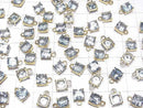 [Video]High Quality Sky Blue Topaz AAA Bezel Setting Square Faceted 6x6mm 18KGP 2pcs