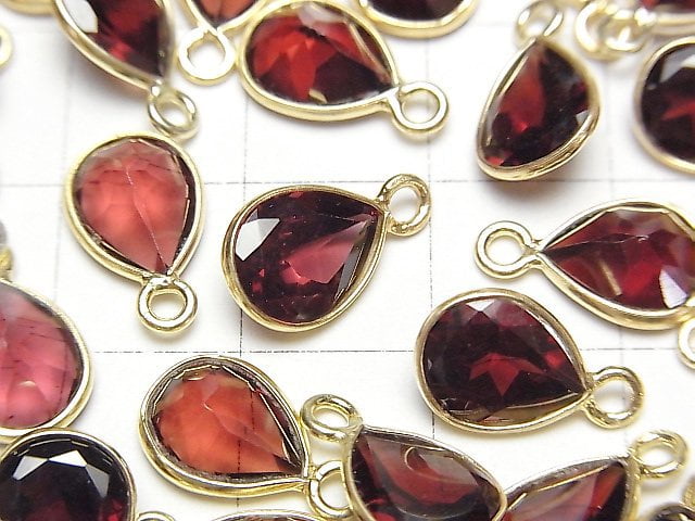 [Video]High Quality Mozambique Garnet AAA Bezel Setting Pear shape Faceted 10x7mm 18KGP 2pcs