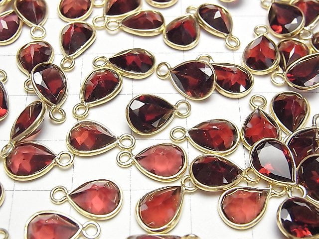 [Video]High Quality Mozambique Garnet AAA Bezel Setting Pear shape Faceted 10x7mm 18KGP 2pcs