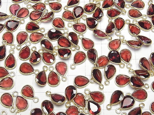 [Video]High Quality Mozambique Garnet AAA Bezel Setting Pear shape Faceted 10x7mm 18KGP 2pcs