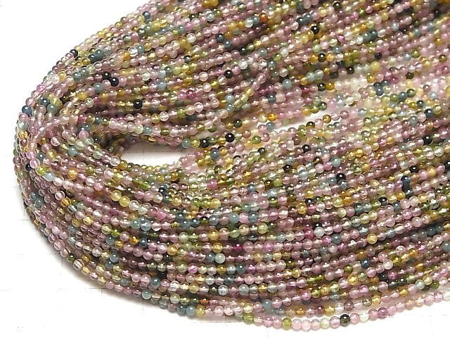 [Video]High Quality Multicolor Tourmaline AA++ Round 2-2.5mm 1strand beads (aprx.15inch/37cm)