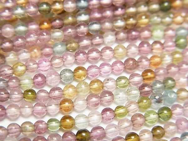 [Video]High Quality Multi-color Tourmaline AAA Small Size Round 2.5mm half or 1strand beads (aprx.15inch/36cm)