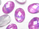 [Video] White Shell x Crystal AAA Oval Faceted Cabochon 18x13mm [Pink Purple] 2pcs