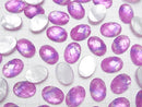 [Video] White Shell x Crystal AAA Oval Faceted Cabochon 18x13mm [Pink Purple] 2pcs