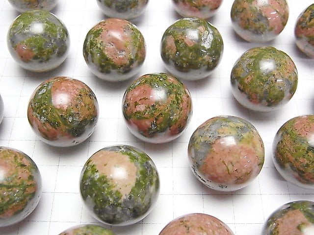 [Video] Unakite Sphere, Round 25mm 1pc