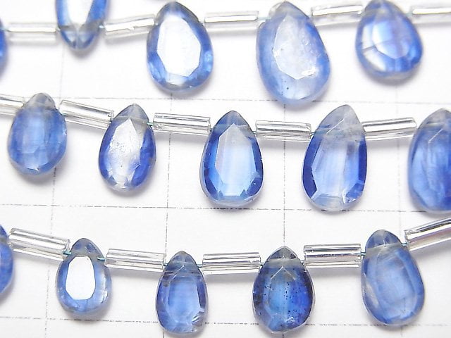 [Video]High Quality Kyanite AA++ Faceted Pear Shape [Medium Color] 1strand beads (aprx.6inch/16cm)