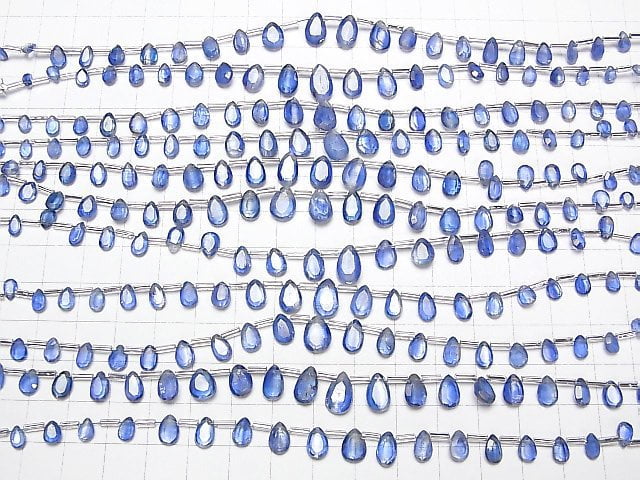 [Video]High Quality Kyanite AA++ Faceted Pear Shape [Medium Color] 1strand beads (aprx.6inch/16cm)