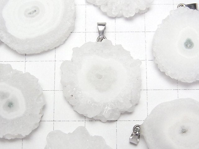 [Video]Solar Quartz (Stalactite) Slice Nugget Pendant Silver Color 3pcs