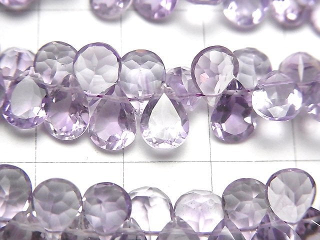 [Video]High Quality Pink Amethyst AAA Pear shape Faceted half or 1strand beads (aprx.6inch/16cm)