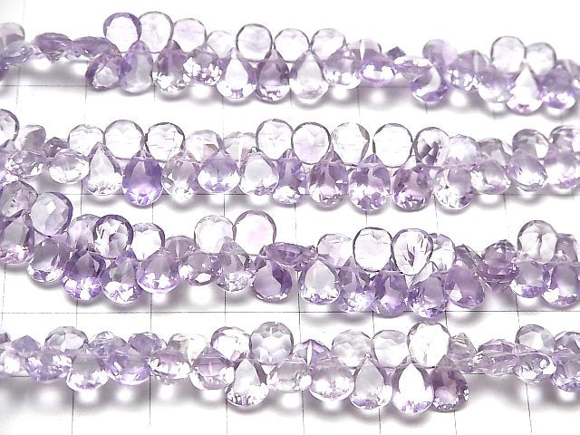 [Video]High Quality Pink Amethyst AAA Pear shape Faceted half or 1strand beads (aprx.6inch/16cm)