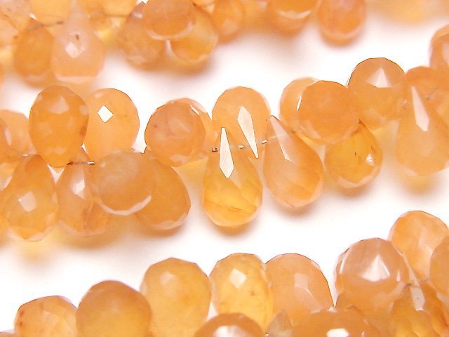 Carnelian, Drop, Faceted Briolette Gemstone Beads