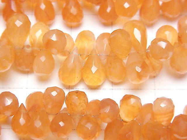 [Video]High Quality Carnelian AA++ Drop Faceted Briolette half or 1strand beads (aprx.7inch/19cm)