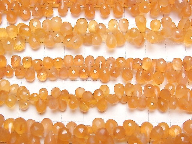 [Video]High Quality Carnelian AA++ Drop Faceted Briolette half or 1strand beads (aprx.7inch/19cm)