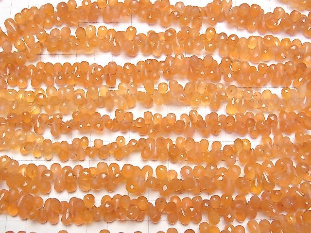 [Video]High Quality Carnelian AA++ Drop Faceted Briolette half or 1strand beads (aprx.7inch/19cm)