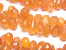 Carnelian, Drop, Faceted Briolette Gemstone Beads