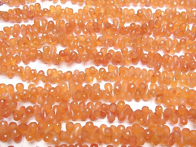 [Video]High Quality Carnelian AA++ Drop Faceted Briolette half or 1strand beads (aprx.7inch/19cm)
