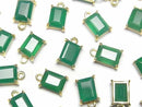 [Video]High Quality Green Onyx AAA Bezel Setting Rectangle Faceted 9x7mm 18KGP 1pc