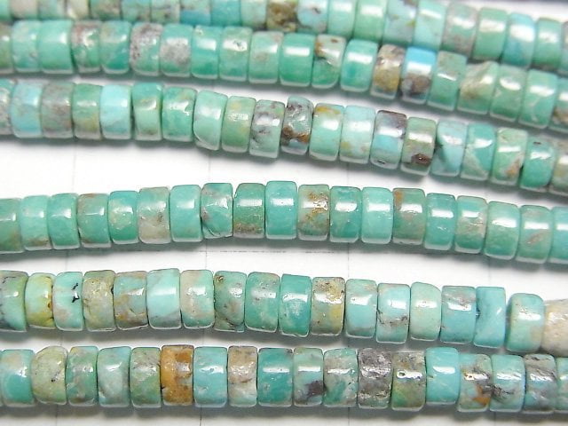 [Video]Turquoise AA++ Rondelle (Heishi) 4x4x2mm half or 1strand beads (aprx.15inch/38cm)