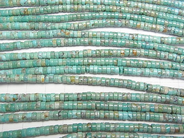 [Video]Turquoise AA++ Rondelle (Heishi) 4x4x2mm half or 1strand beads (aprx.15inch/38cm)
