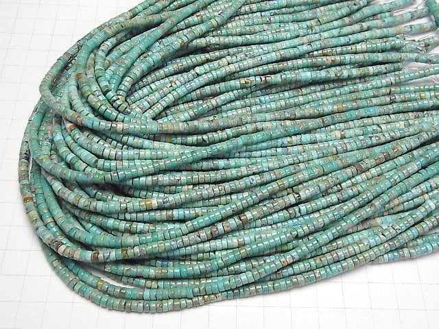 [Video]Turquoise AA++ Rondelle (Heishi) 4x4x2mm half or 1strand beads (aprx.15inch/38cm)