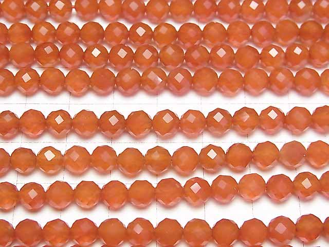 [Video]High Quality! Carnelian AAA 64Faceted Round 6mm 1strand beads (aprx.15inch/36cm)