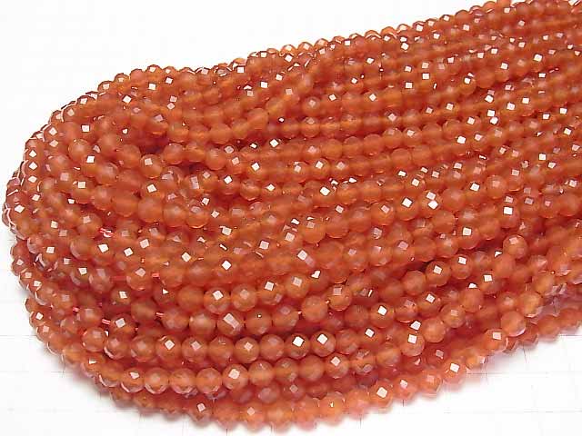 [Video]High Quality! Carnelian AAA 64Faceted Round 6mm 1strand beads (aprx.15inch/36cm)