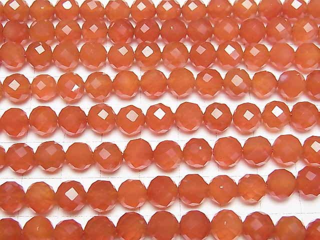 [Video]High Quality! Carnelian AAA 64Faceted Round 8mm 1strand beads (aprx.15inch/36cm)