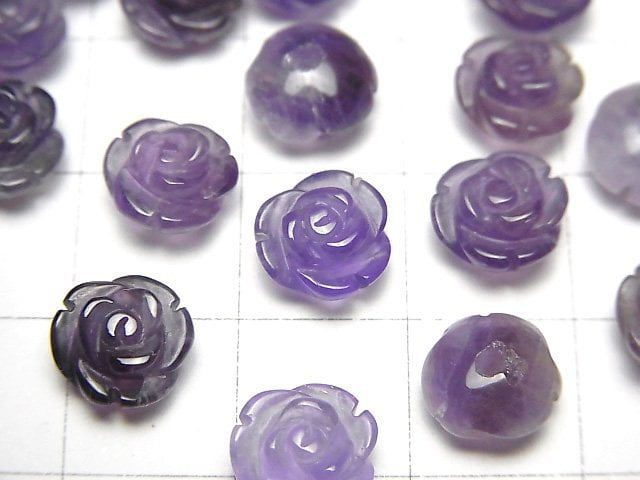 [Video] Amethyst AA Rose 8mm [Half Drilled Hole ] 4pcs