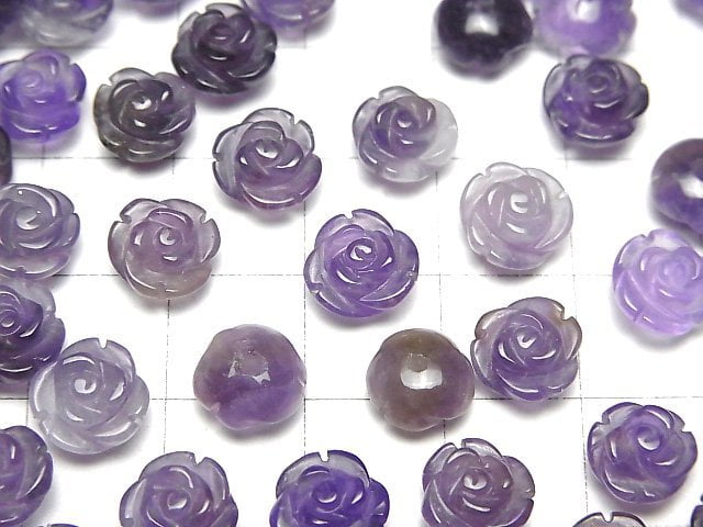 [Video] Amethyst AA Rose 8mm [Half Drilled Hole ] 4pcs