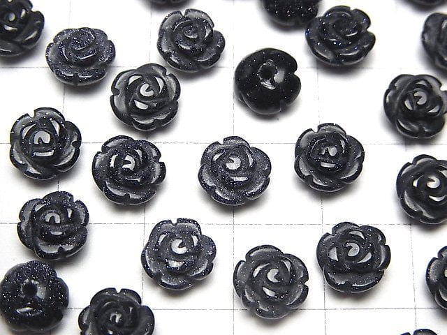 [Video] Blue Golden Sand Stone Rose 8mm [Half Drilled Hole ] 4pcs