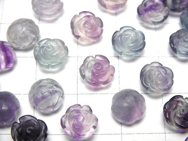 [Video] Multicolor Fluorite AA++ Rose 8mm [Half Drilled Hole ] 4pcs