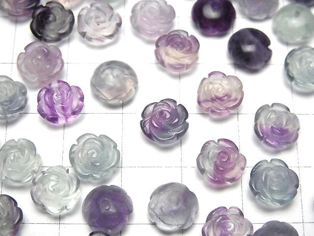 [Video] Multicolor Fluorite AA++ Rose 8mm [Half Drilled Hole ] 4pcs