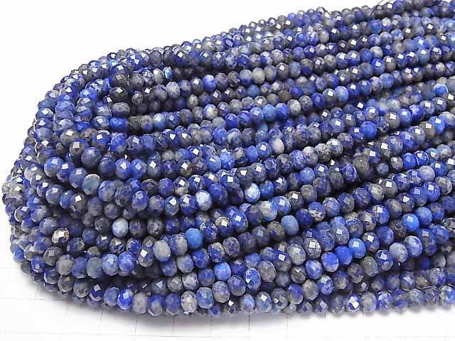 [Video]High Quality! Lapislazuli AA Faceted Button Roundel 5.5x5.5x4mm 1strand beads (aprx.15inch/36cm)