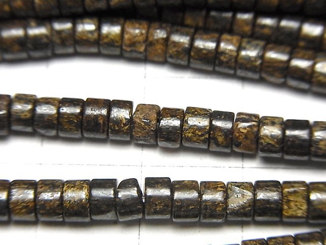 [Video] Bronzite Roundel (Heishi )4x4x2mm 1strand beads (aprx.15inch/37cm)